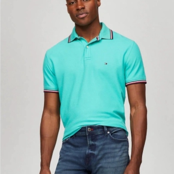Tommy Hilfiger Other - Tommy Hilfiger Custom Fit Essential Wicking Polo shirt turquoise blue breeze L